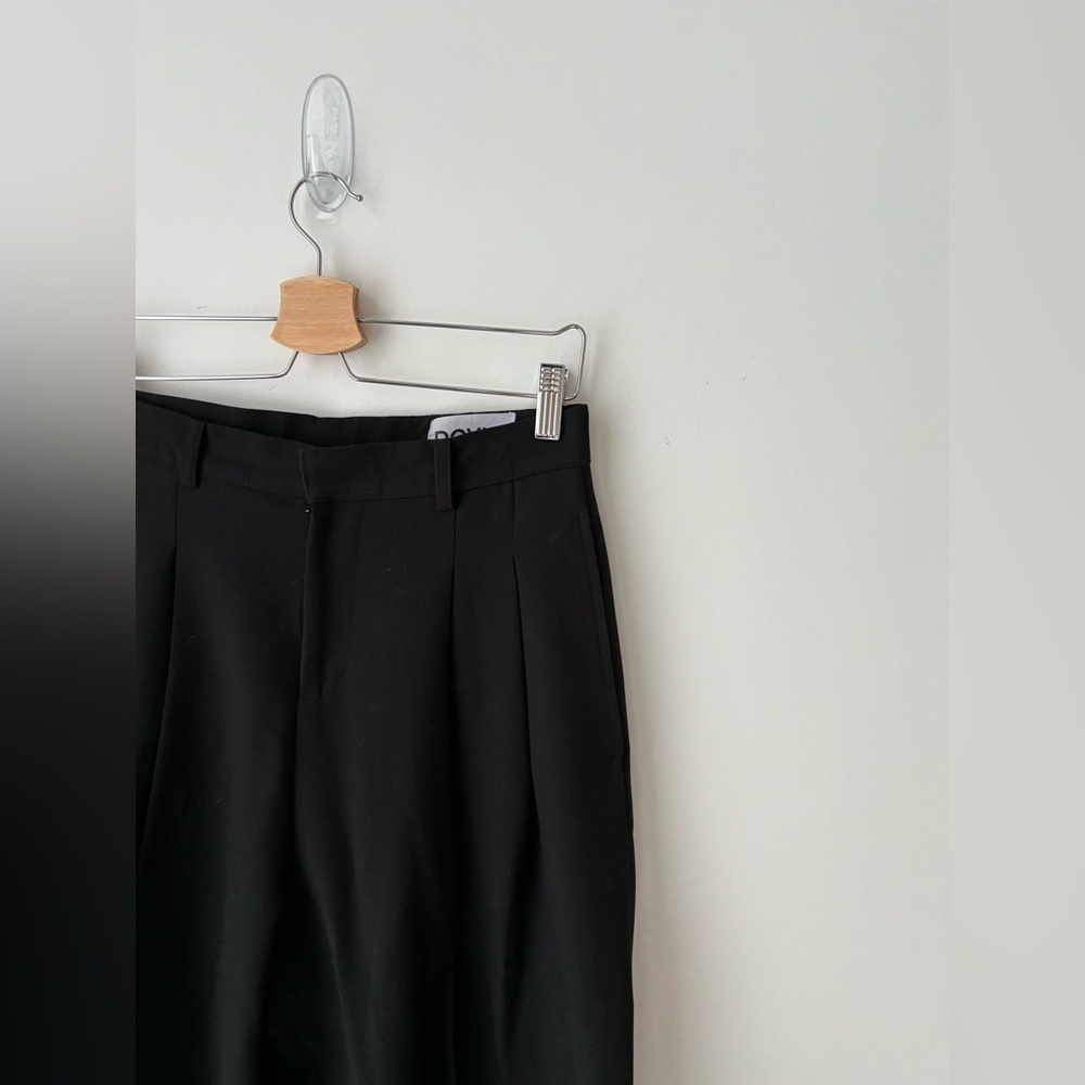 DOVLE Black Pleated Trousers High Rise Cropped Wide Leg Minimalist S - Picture 3 of 9